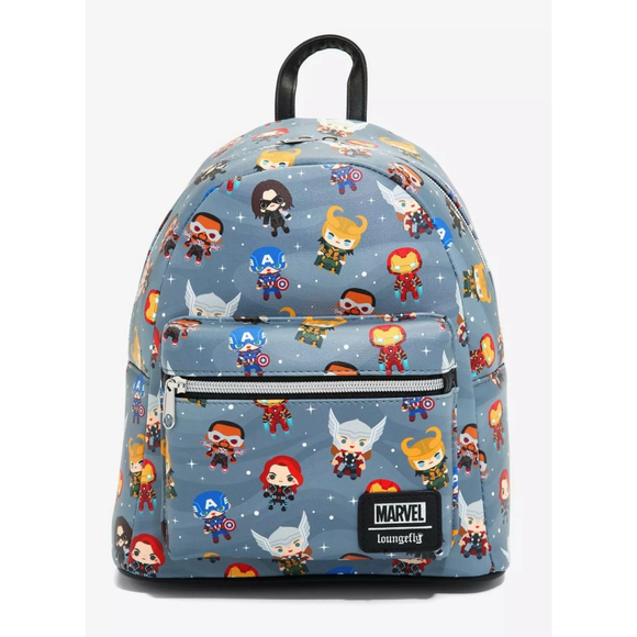 Loungefly Marvel Gray Chibi Avengers Mini Backpack - Picture 2 of 7
